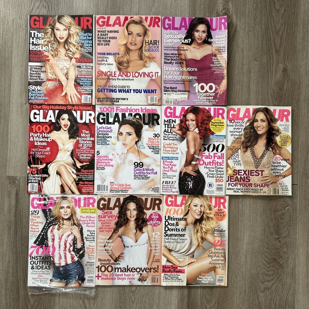 Glamour Magazine Lot of 10 Mixed 1995-2012 Taylor Swift Blake Lively Rihanna
